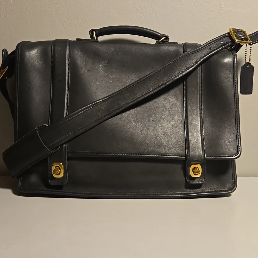 Coach Vintage Leather Briefcase Black
